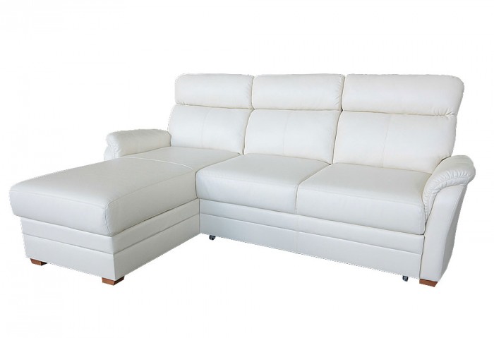 Роскошный белый кожаный диван со спальным местом.