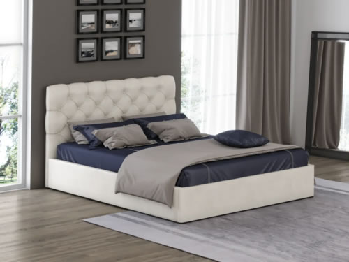 Белая двуспальная кровать 160х200 с подъемным механизмом.